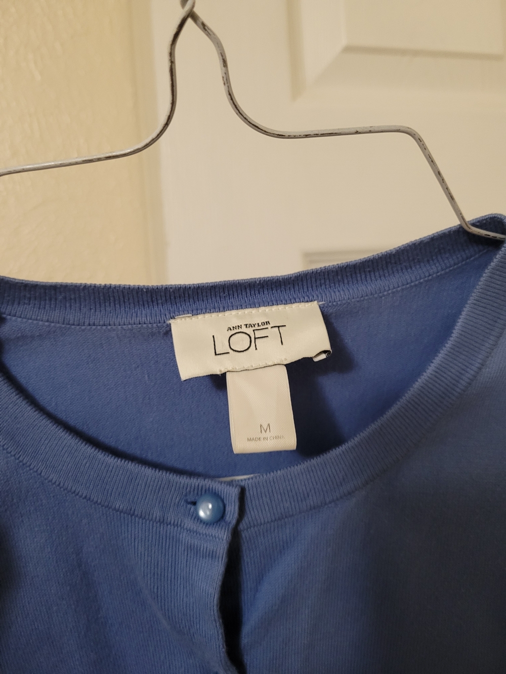 LOFT Periwinkle Button Crewneck Cardigan